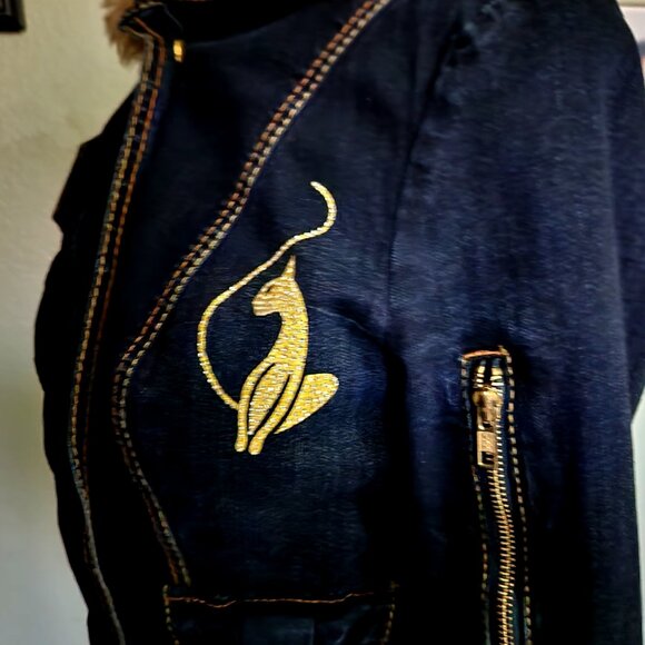 Baby Phat Denim jacket with faux-fur trimmed hood (Dark Denim), Size 2-4, USED - Picture 16 of 16